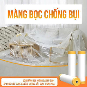 3.2m*12m Màng PE Bọc Nội Thất Chống Bụi Chống Nước Khi Thi Công MÀU TRẮNG TRONG