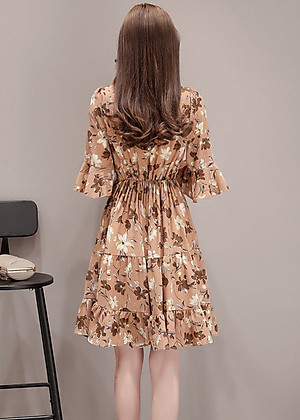 Đầm Hoa Cổ V Tay Ngắn Dễ Thương DN069 MayHomes