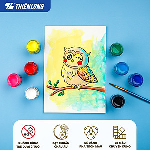 Màu nước Thiên Long Colokit 8 màu cơ bản tiêu chuẩn Châu Âu đảm bảo an toàn cho trẻ em khi tiếp xúc WACO-03