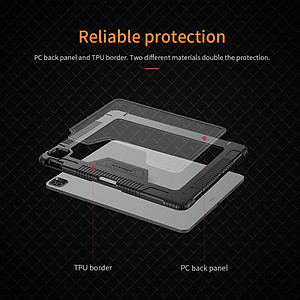 Bao da chống sốc cho iPad Pro 12.9 2020 2021 M1 2022 M2 hiệu Nillkin Bumber có ngăn đựng bút chống va đập, mặt lưng show Logo táo, cơ chế smartsleep - Hàng chính hãng