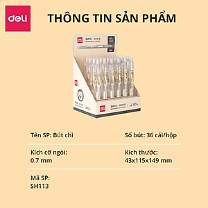 Bút Chì Kim Cơ Học Vỏ Trong Suốt 0.5mm 0.7mm Deli - Cao Cấp Kèm Đầu Tẩy Dành Cho Học Sinh Văn Phòng - SH102 SH103 SH112 SH113