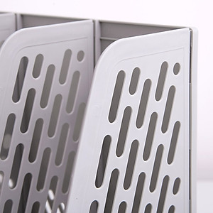 Giá tài liệu 3 ngăn đứng Deli - Nhựa PP - Ghi xám / Đen - E9845