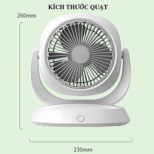 Quạt Tích Điện Để Bàn Fan F3 Xoay 180 Động Cơ Không Tiếng Ồn, 3 Cấp Độ Gió Siêu Mát, Cổng Sạc Nhanh Type-C - Giao Màu Ngẫu Nhiên - Hàng Chính Hãng
