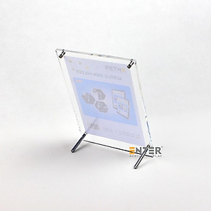 Kệ mica 1 mặt Enter F08A 15x21cm đế inox A5 đứng mica 5mm, Khung ảnh để bàn chân inox, Khung bằng khen