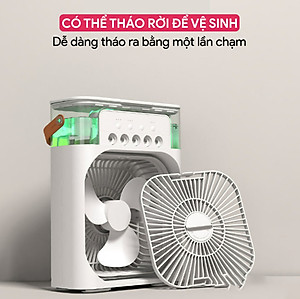 Quạt Hơi Nước Mini, Quạt Phun Sương Mini, Quạt Để Bàn 3 Chế Độ Tích Hợp Đèn Led Và Hẹn Giờ Sử Dụng, Màu Ngẫu Nhiên - Hàng Chính Hãng