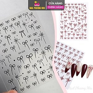 Miếng Dán Móng Tay Hình Nơ Trắng Đen Làm Nail Siêu Xinh, Sticker Nơ Trang Trí Móng Tay Chân 3D Dễ Thương, Nghệ Thuật Nữ Women