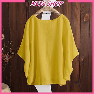 Áo kiểu nữ đẹp NeSa Shop, chất liệu đũi mềm mát, áo kiểu form rộng cánh dơi, thời trang nữ AKH.36