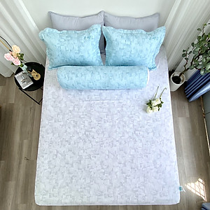 Bộ ga giường  KBedding by Everon KMTP 114 Microtencel Xám phối xanh (4 món)