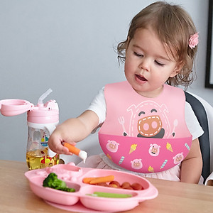 Yếm silicon ăn dặm cổ dán cho bé Marcus & Marcus, từ 6 tháng