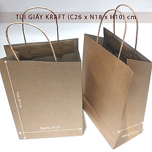 Túi giấy kraft nâu dày giá rẻ cho shop cửa hàng văn phòng phẩm (bán sỉ 10 túi/ 1 xấp).