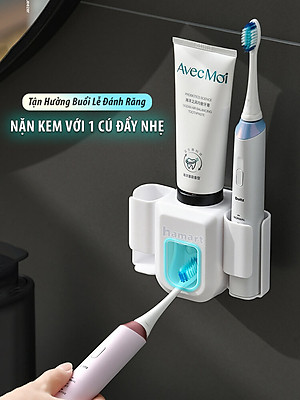 Giá Để Bàn Chải Điện Nặn Kem Đánh Răng Dán Tường Phòng Tắm Treo Đa Năng Siêu Dính Hamart