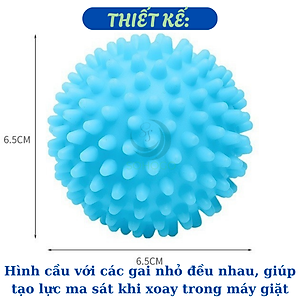 Bộ 2 Bóng giặt thông minh 6.5cm- Quả bóng giặt gai đa năng- Bóng giặt không cần xà phòng- Bóng massage giặt đồ 6.5cm- Bóng giặt tiết kiệm nước và điện- Bóng làm mềm vải tự nhiên- Bóng giặt bảo vệ môi trường- sBóng giặt thông minh không hóa chất