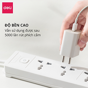 Ổ Cắm Điện Đa Năng 2500W Có Công Tắc Nguồn 3/4/6 Ổ , 3M/5M Dây Chống Giật Chống Cháy Chất Lượng Cao Deli - Phiên Bản Mới Nâng Cấp 2023 - Hàng Chính Hãng - ET401 - 406