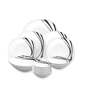 Bộ Chén Dĩa Thủy Tinh Vuông 14 Món Midnight - Diva La Opala