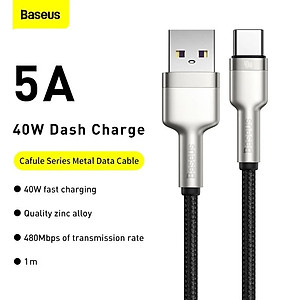 Cáp sạc nhanh siêu bền Baseus Cafule Metal Data Cable USB to Type-C 40W 2m (Hàng nhập khẩu)