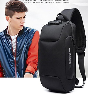 Túi đeo ngực,đeo chéo nam tích hợp sẵn công nghệ khóa chống trộm cao cấp phong cách châu âu