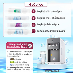 Máy lọc nước nóng lạnh để bàn cao cấp FujiE WPD508C, 4 cấp lọc màng siêu lọc UF Kortech Hàn Quốc - Hàng chính hãng