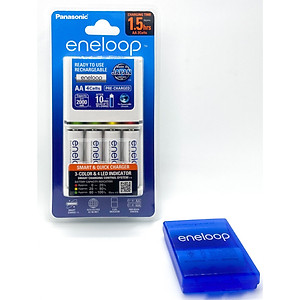 Bộ Sạc Nhanh Panasonic  BQ CC55 (Smart Quick Charger ) Kèm 4 Pin Eneloop AA BK3MCCE 2000 mah Hàng Chính Hãng