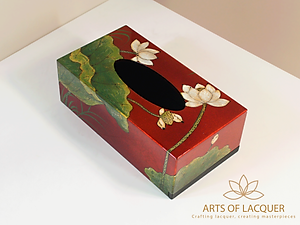 Hộp Đựng Khăn Giấy Sơn Mài Hoa Sen