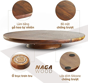 Bàn xoay làm bánh kem bằng gỗ 33cm, Kèm Bộ dao chà láng, dùng làm bánh gato, trang trí tiệc cưới, sinh nhật 