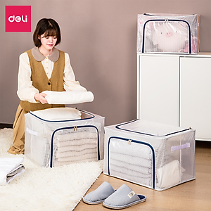 Túi Vải Đựng Quần Áo, Chăn Ga Gối Màn Gấu Bông, Sách Vở Khéo Khoá Deli - Hộp Vải Đựng Đồ Đa Năng Khung Thép Chịu Lực Cao Cấp - Nhiều Size Kích Cỡ Lớn Nhỏ