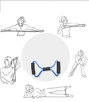 Bộ dây kéo ngũ sắc tập gym(Kèm 12 chi tiết gồm cả dây số 8)