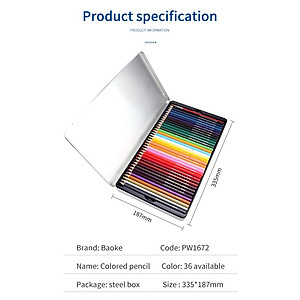 Bộ bút chì Hộp sắt 72 màu,Vẽ chuyên nghiệp -BAOKE/PW1672