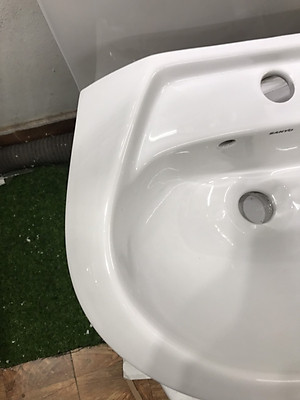 COMBO Chậu rửa mặt treo tường cỡ nhỏ GL4035CS - 40x35 cm, vòi rửa mặt đồng mạ crom lanh (đẹp, nhẹ nhàng tinh tế); chậu viền chống tràn