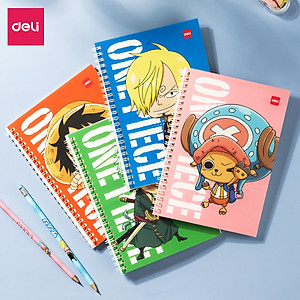 Sổ tay ghi chép gáy xoắn kẻ ngang A5 B5 60 trang hình Đảo Hải Tặc One Piece Deli - Phù hợp học sinh văn phòng - Nhiều màu - EN003