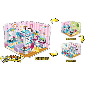 Đồ chơi lắp ráp, xếp hình Qman 4801 - Phòng của bé gái (194 mảnh ghép) - Dành cho bé từ 6 tuổi