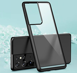 Ốp lưng kính trong viền màu chống sốc không ố vàng cho SamSung Galaxy S21 Ultra, S21 Plus- Hàng nhập khẩu