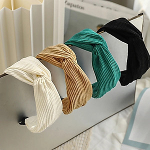 Băng đô cài tóc bảng bự màu trơn màu kem phong cách Hàn Quốc