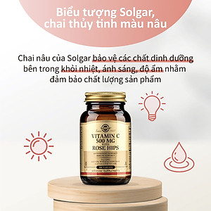 NHẬP KHẨU USA CHÍNH HÃNG - Viên uống bổ sung Vitamin C, tăng sức đề kháng, chống oxy hóa  Solgar Vitamin C 500 mg với Dầu Tầm xuân Rose Hips 