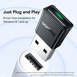 Usb Blueeoth 5.3 Tốc Độ Cao Kết Nối 5 Thiết Bị Cùng Lúc Baseus BA07 Bluetooth Receiver Dùng Cho Win 8.1 Trở Lên - Hàng Chính Hãng