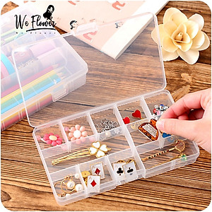 Hộp nhựa đựng đồ cá nhân, trang sức trong suốt mini đẹp mắt 10, 15, 24 ngăn có nắp, hộp nhựa đựng thuốc, linh kiện điện tử chia nhiều ngăn