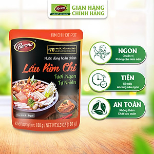 Combo 3 gói Nước dùng Lẩu Kim Chi Barona 180g tươi ngon chuẩn vị không cần nêm nếm