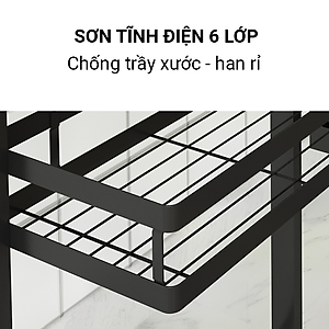 Kệ gia vị chữ E cao cấp VANDO bằng thép carbon chống gỉ, chống xước, kệ đựng chai lọ gia vị đa năng, kệ để đồ nhà bếp gọn gàng, sang trọng