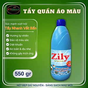 Nước tẩy quần áo màu Zily chai 550g - Tặng 5 gói xả vải Zily