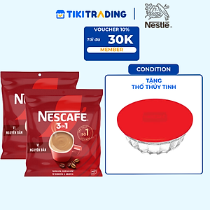 [Tặng Bộ 2 Ly thủy tinh] Combo 2 Bịch Cà phê Hòa tan NESCAFÉ VỊ NGUYÊN BẢN 46 + 3 gói Đậm Thơm Hoàn Hảo