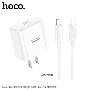 Bộ Sạc Siêu Nhanh Cho Iphone PD 30W Cao Cấp Hoco. C76 Pro có chip thông minh hỗ trợ sạc nhanh an toàn bảo vệ máy - Hàng Chính Hãng