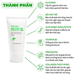Kem body trắng da toàn thân có chống nắng (Tone Up) Wiesin Body White Skin Cream 120g - WS06