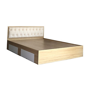Giường Ngủ Gỗ MDF Phủ Melamine Cao Cấp Viva Màu Vàng Đầu Nệm + Học Kéo