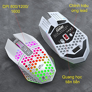 Chuột không dây chơi game X801 thiết kế độc lạ Led RGB đổi màu click chống ồn DPI 1600- DRU - Hàng Chính Hãng