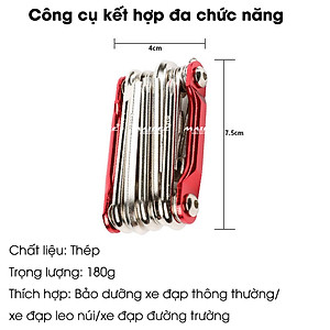 Lục giác sửa chữa xe đạp T-25 11 in 1, bao gồm các dụng cụ đủ loại như đinh vít, lục giác, cắt xích và nạy lốp - Mai Lee