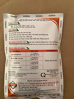 1 GÓI 250 G PHÂN BÓN TẠO MẦM HOA , NPK 10-60-10 TE