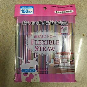 Ống hút nhựa an toàn nhiều màu dài 18cm có thể gập đầu (150/300 ống) tặng 2 zipper 10cm