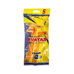 Dao Cạo Râu Avatar 2 Lưỡi Tay Cầm Bằng Nhựa, Lưỡi Thép Không Gỉ (5 Cây/ Bịch)