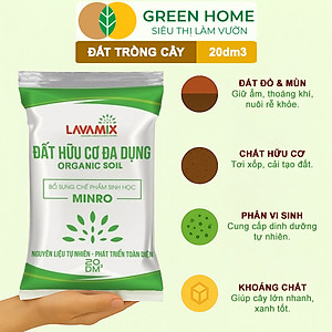 Đất Trồng Cây GreenHome, Lavamix, Bao 20dm3 (10kg), Đầy Đủ Dinh Dưỡng, Dễ Sử Dụng, Chuyên Trồng Rau
