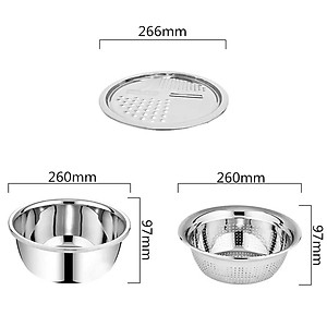 Bộ Dụng Cụ Bào Nạo Rau Củ Kèm Rổ Và Thau Bằng Inox Cao Cấp Tiện Lợi Đa Năng- Hàng Loại 1 - Chính Hãng MINIIN