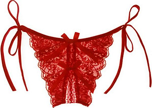 Quần lót nữ xẻ đáy đính nơ - Màu đỏ